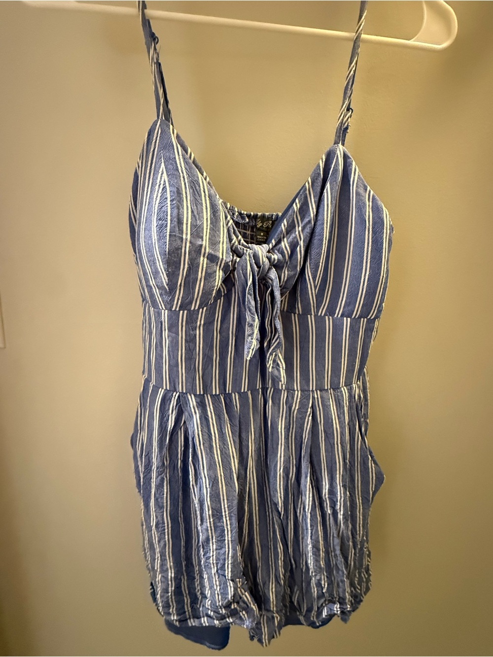 Lily Rose Blue and White Striped Tie-Front Romper